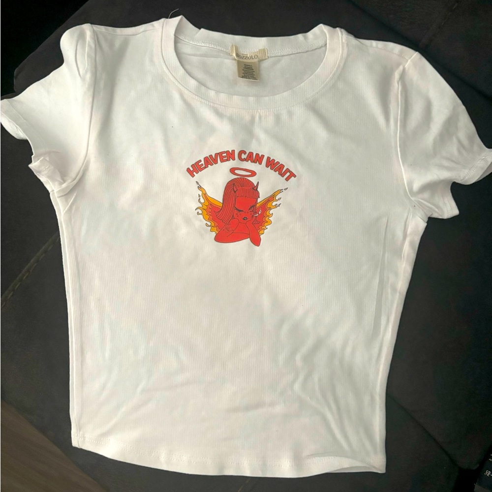 Heaven can wait fitted women crop top